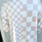 Chelsey Button Up Top, Neutral Checkered