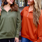 Tanner Textured Quarter Zip, Rust
