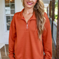 Tanner Textured Quarter Zip, Rust