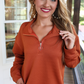 Tanner Textured Quarter Zip, Rust
