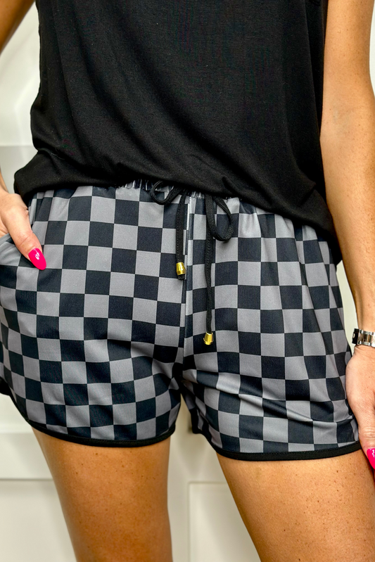 Check Back Checkered Drawstring Everyday Shorts