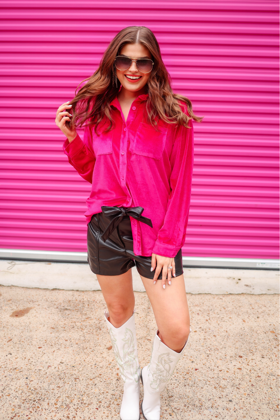 Shane Velvet Button Up Top