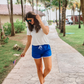 Blue And White Drawstring Everyday Shorts