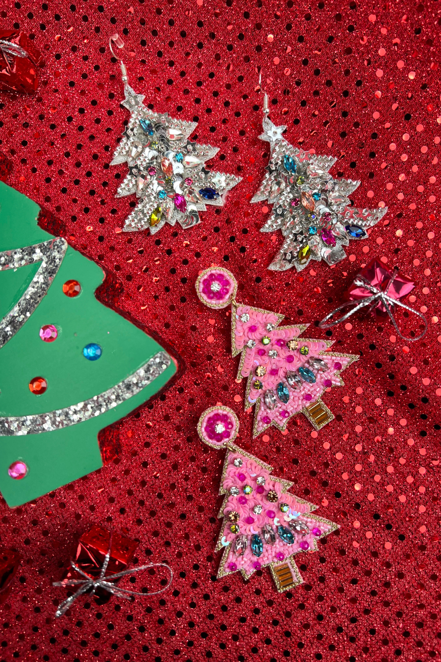 Candy Lane Christmas Tree Earrings