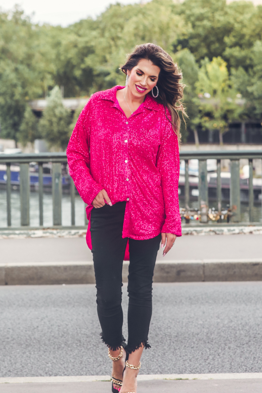 PREORDER-Attention Seeker Sequin Button Up Top