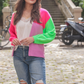 Happy Vibes Color Block Cardigan