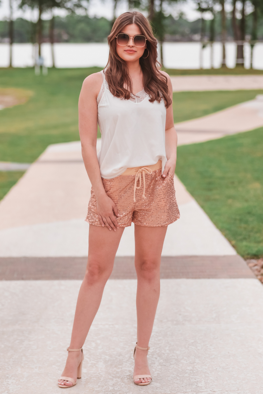 VIP Status Sequin Drawstring Shorts - Jess Lea Wholesale