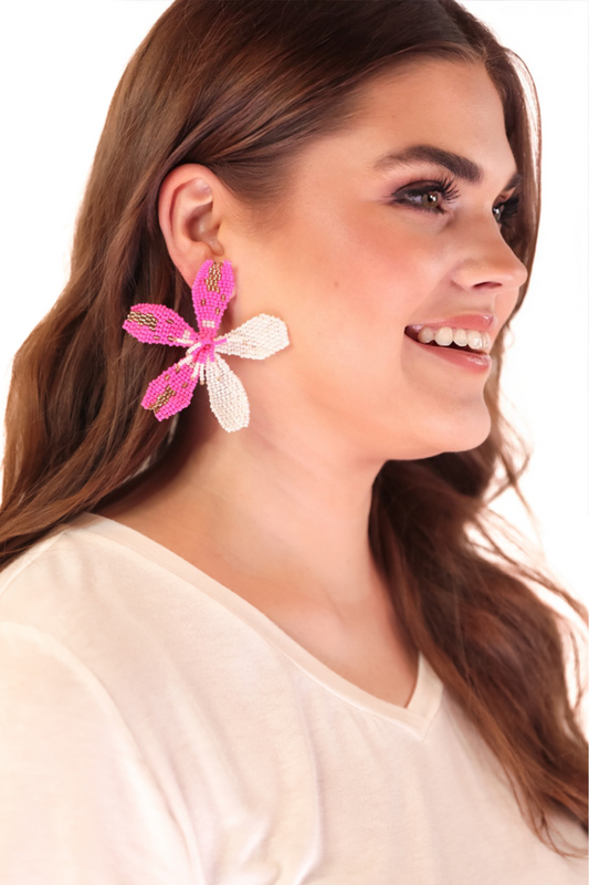 Bold Blooms Beaded Earrings