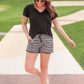 Get In Line Striped Leopard Drawstring Everyday Shorts