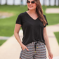 Get In Line Striped Leopard Drawstring Everyday Shorts