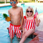 Boys Set Sail Striped Swim Trunks