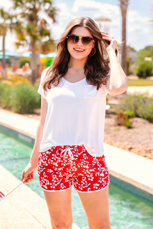 Rebel Floral Drawstring Everyday Shorts - Jess Lea Wholesale