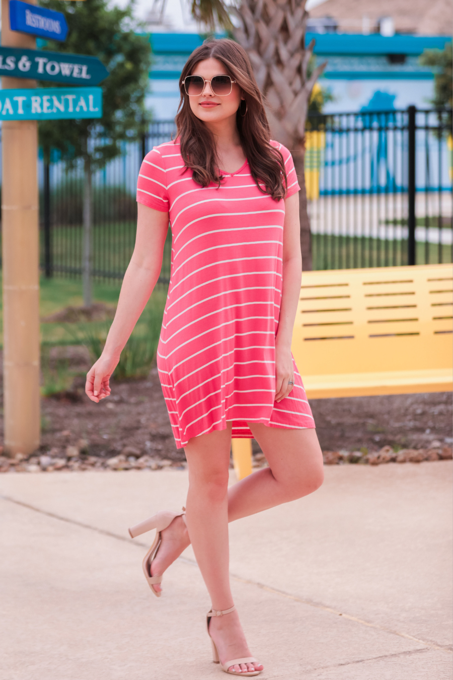 Abby Perfect V-Neck Striped Dress - Jess Lea Wholesale