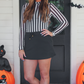 Keigan Mesh Top- Black/White Stripes