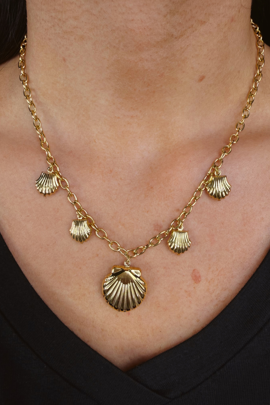 Golden Seashell Charm Necklace