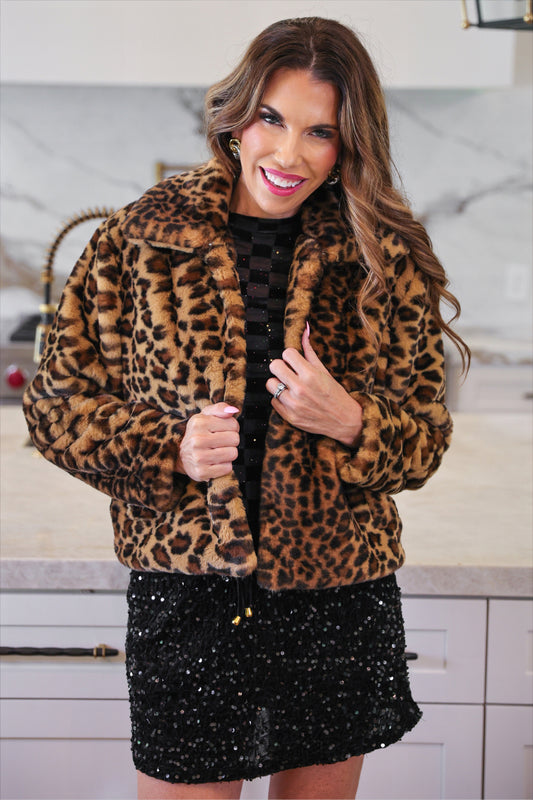 PREORDER- After Midnight Faux Fur Leopard Jacket