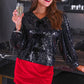 PREORDER- Betty Bow Top - Black Sequin