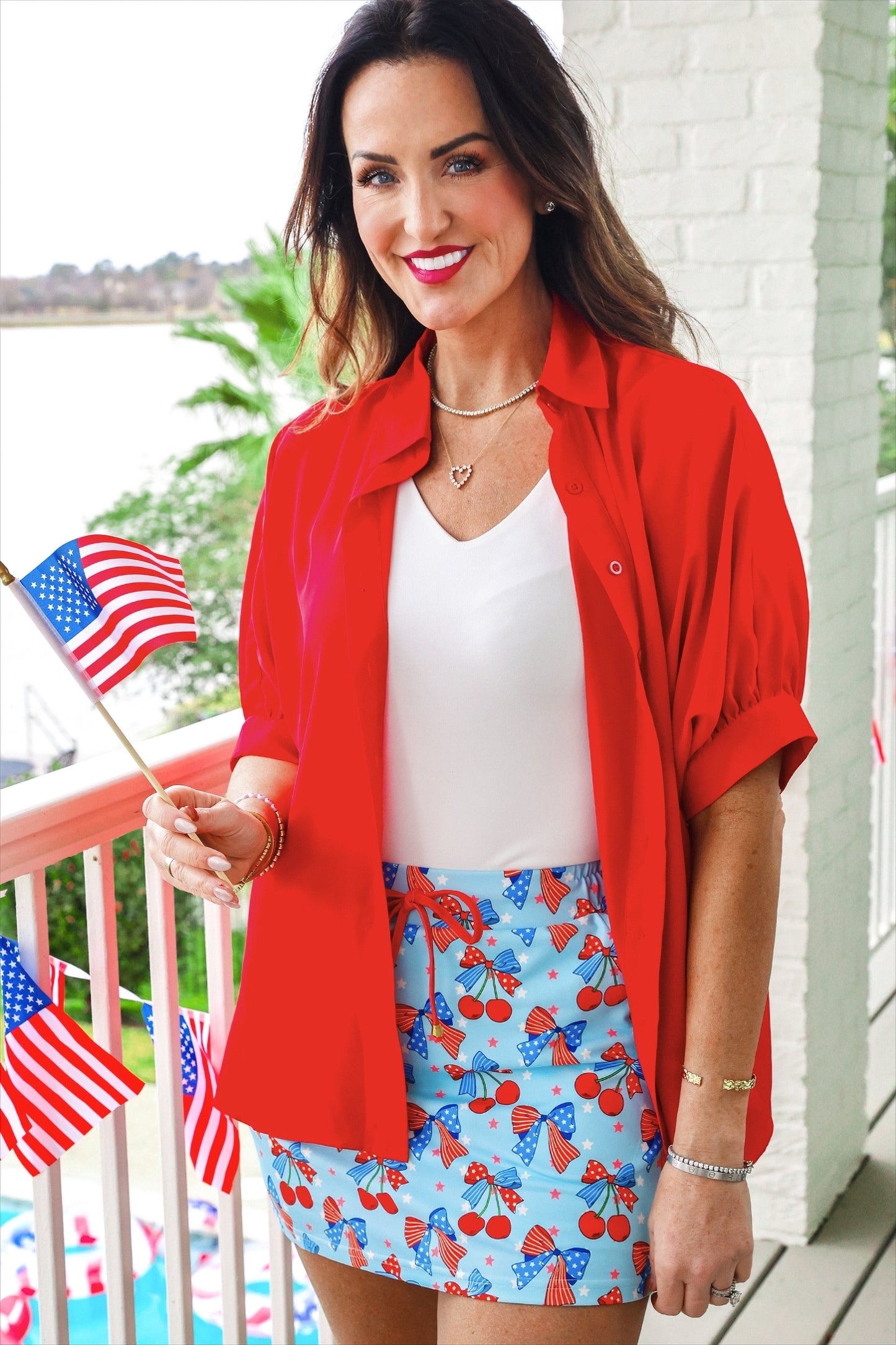 PREORDER- Sutton Button Up Top- Red