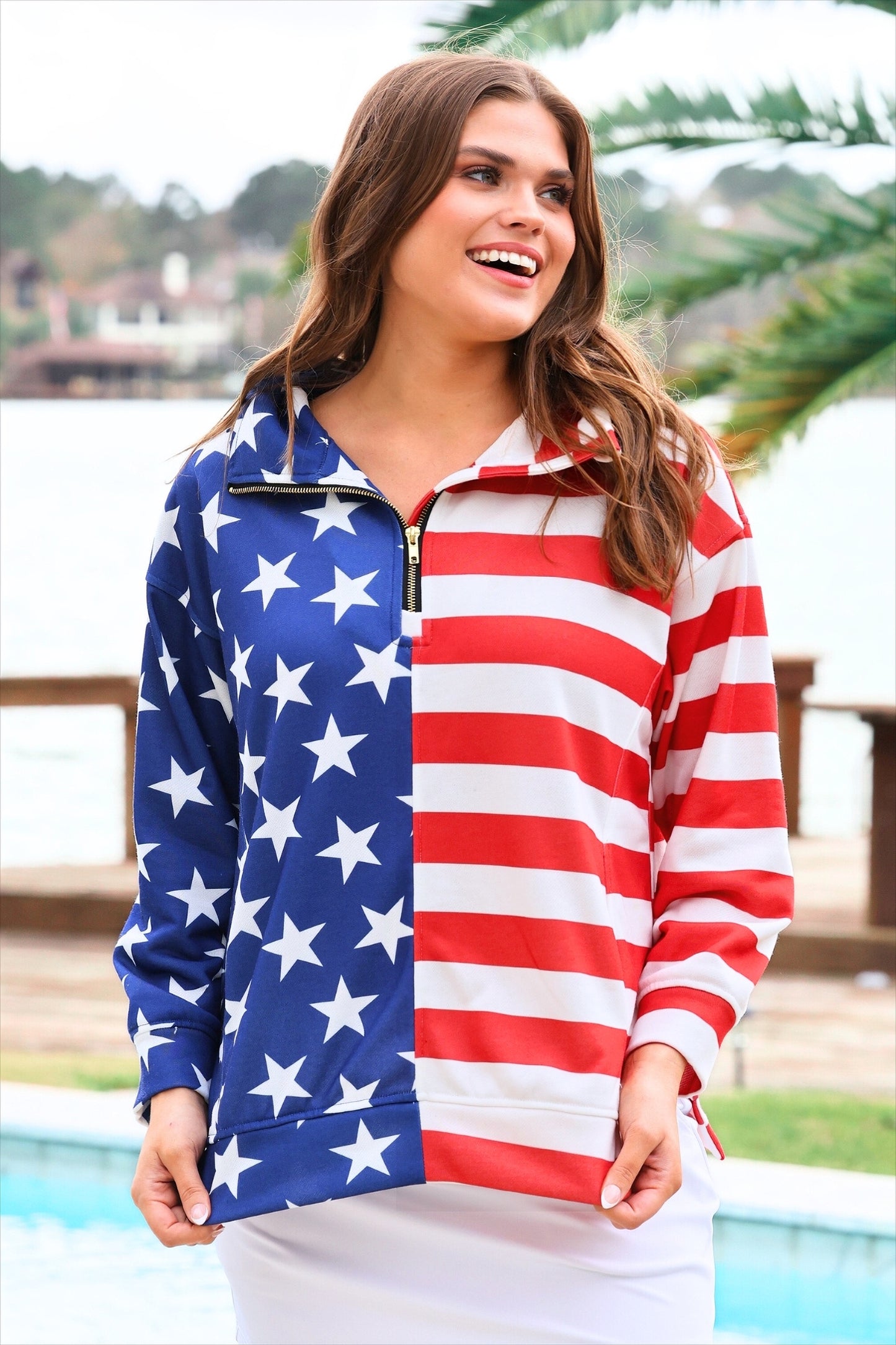 PREORDER- Stars and Stripes Quarter Zip Pullover