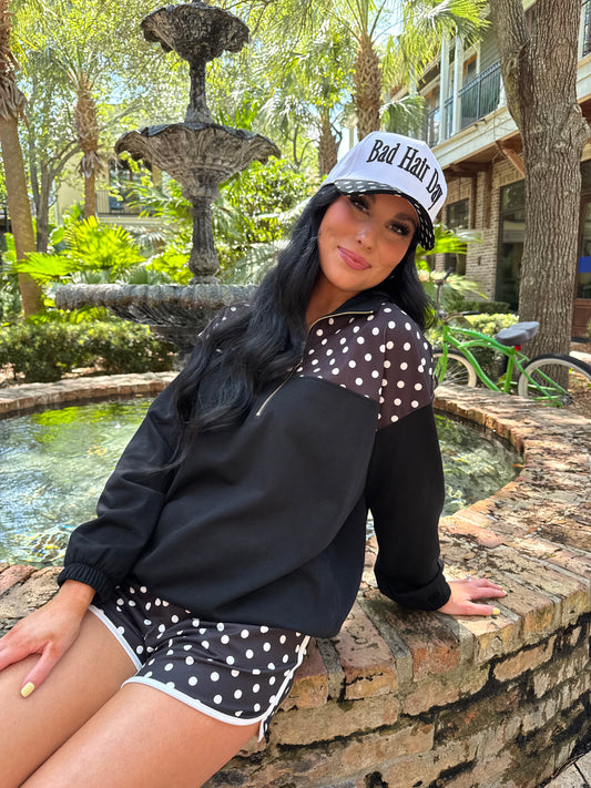 Mia Printed Pullover- After Dark Polka Dot
