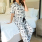 PREORDER-Midnight Bow Pant Ruffle Pajama Set