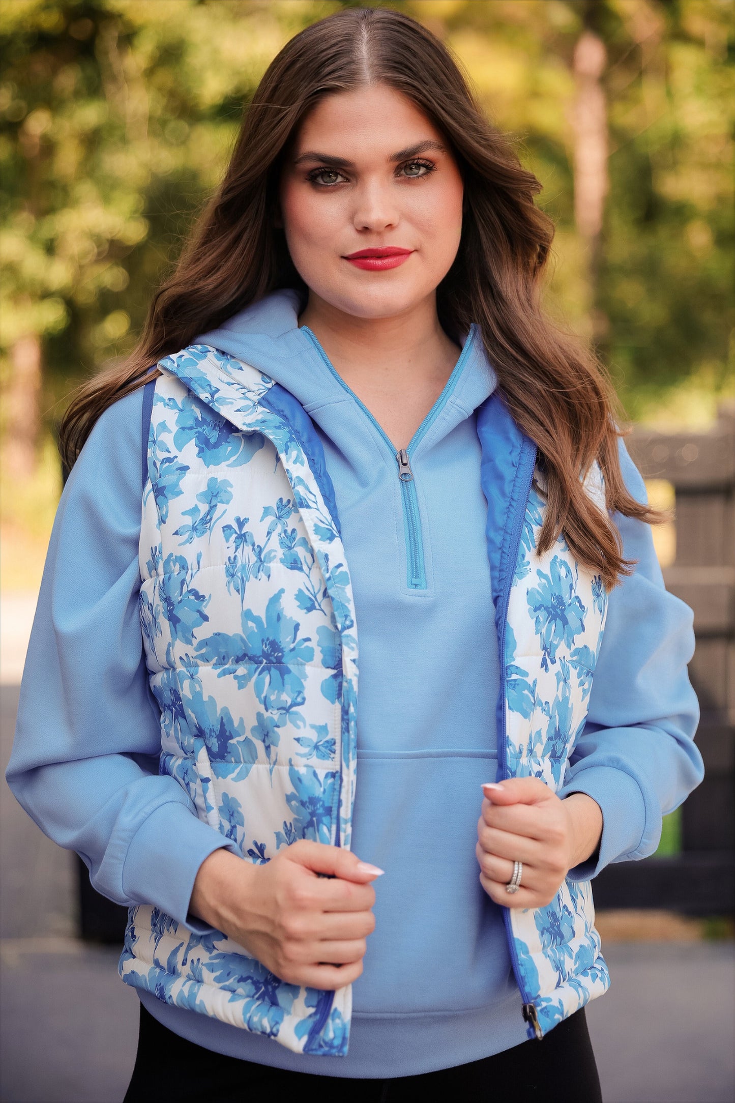 PREORDER- Delilah Puffer Vest- Blue Eternal Blossom