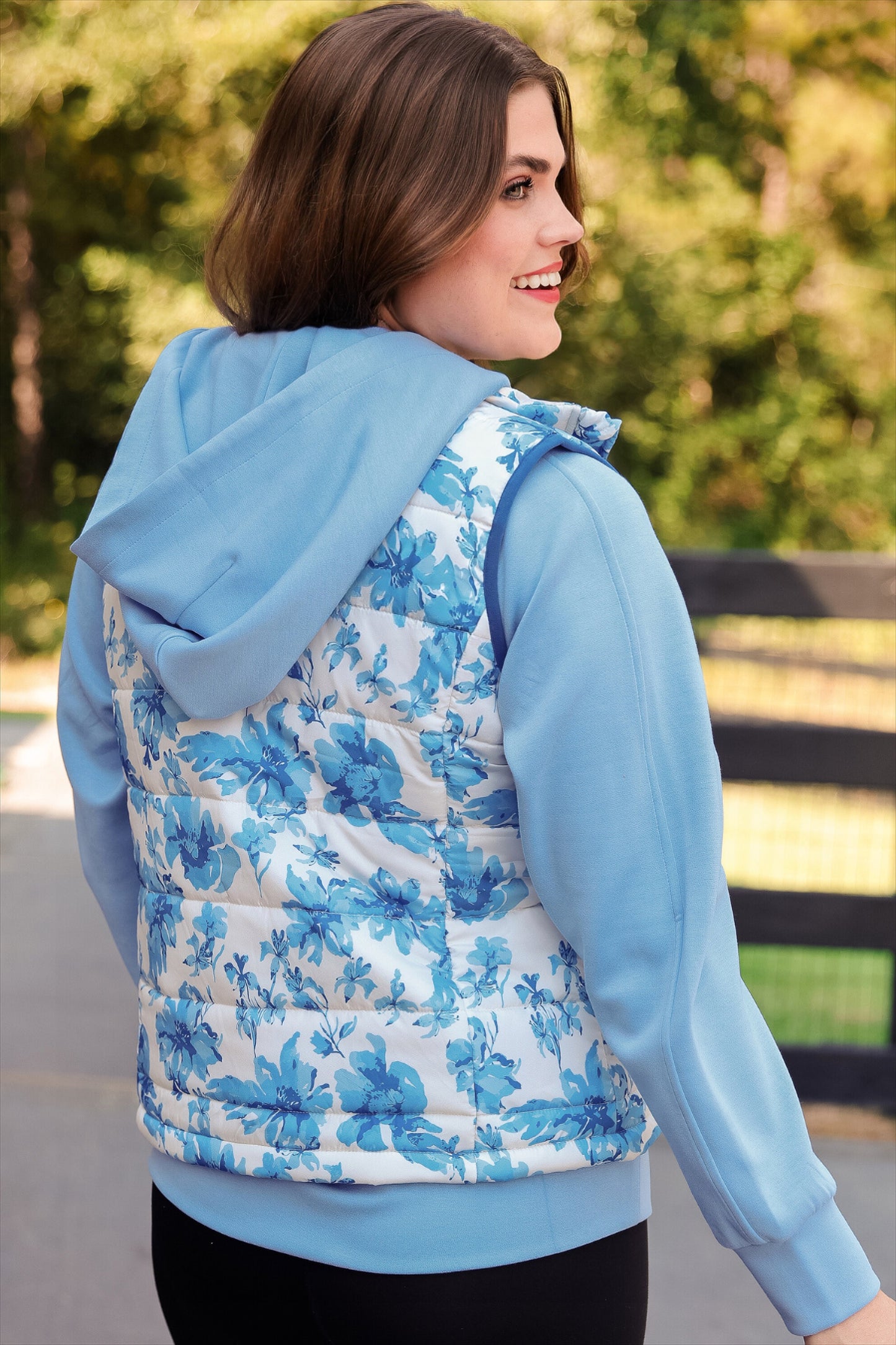 PREORDER- Delilah Puffer Vest- Blue Eternal Blossom