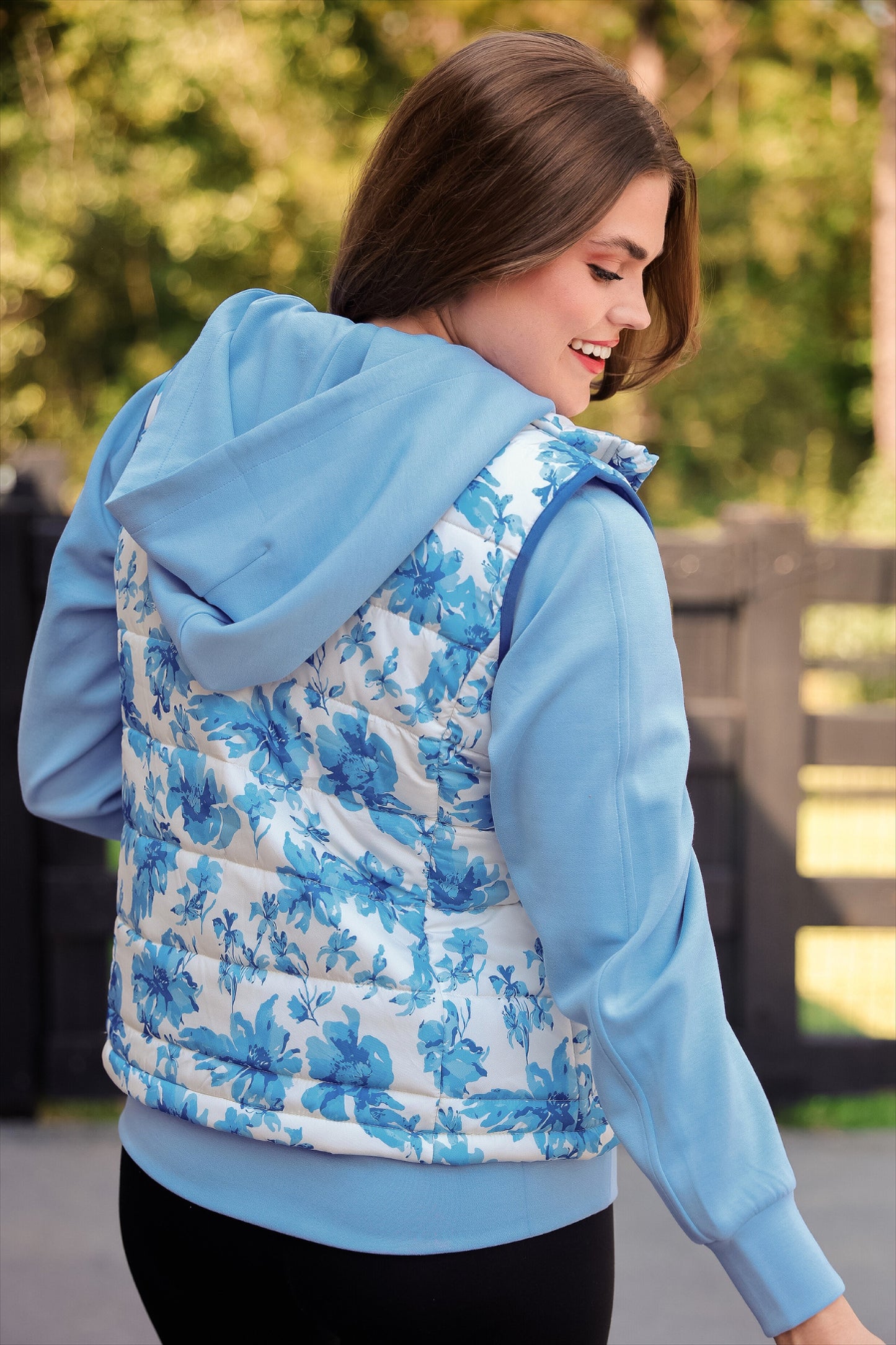 PREORDER- Delilah Puffer Vest- Blue Eternal Blossom