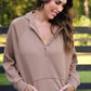 PREORDER- Kayla Luxe Hooded Quarter Zip Pullover- Mocha