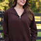 PREORDER- Kayla Luxe Hooded Quarter Zip Pullover- Chocolate