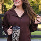 PREORDER- Kayla Luxe Hooded Quarter Zip Pullover- Chocolate