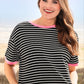 Retro Stripe Tee- Black and Pink