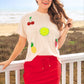 Tropical Fruit Sequin Patch Top