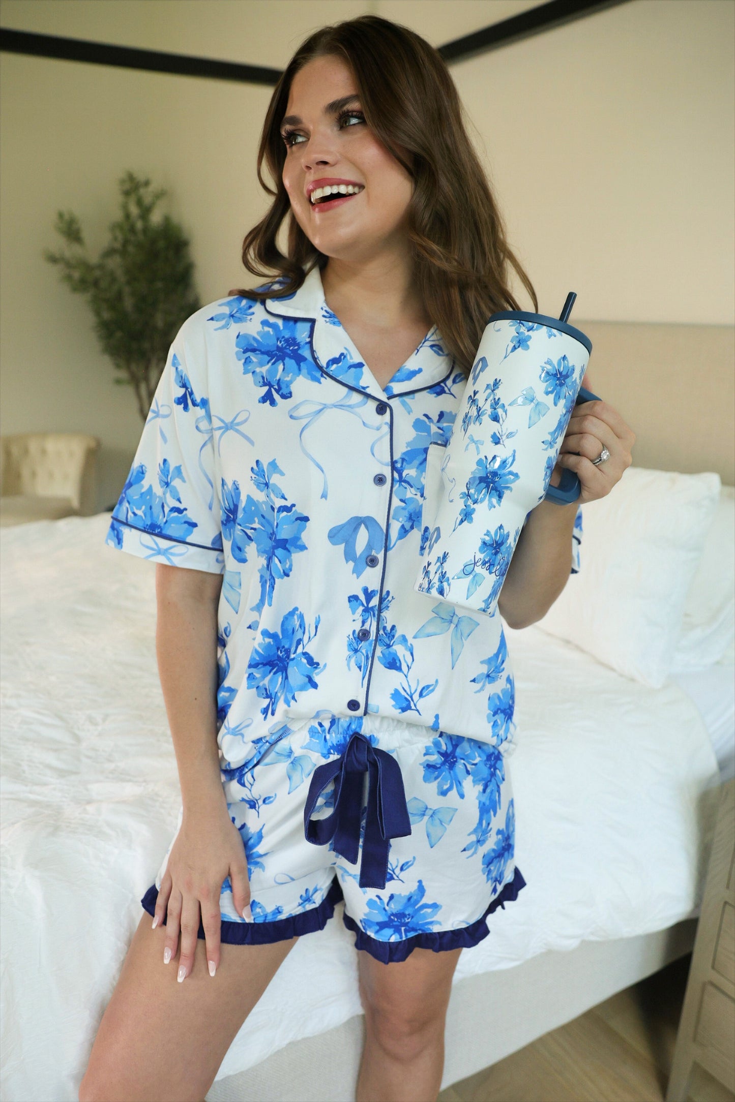 Blossom Short Sleeve Ruffle Pajama Set