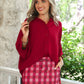 PREORDER- Sloane Button Up Top- Burgundy