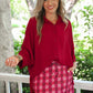 PREORDER- Sloane Button Up Top- Burgundy