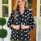 PREORDER- Sloane Button Up Top- After Dark Polka Dot