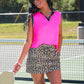 Everyday Polo Tank- Neon Pink Safari Chic
