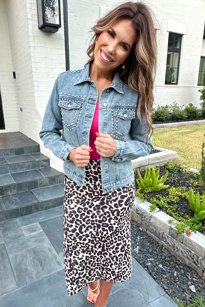 Leopard Printed Midi Skirt