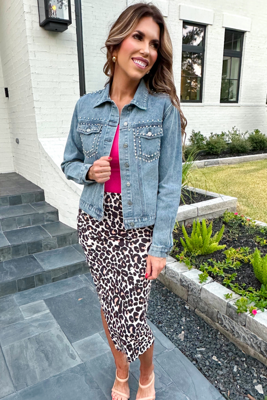 Leopard Printed Midi Skirt