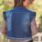 Jordan Ruffle Denim Vest- Dark Denim