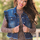 Jordan Ruffle Denim Vest- Dark Denim