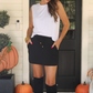 PREORDER- Well Loved Ribbed Skort, Black