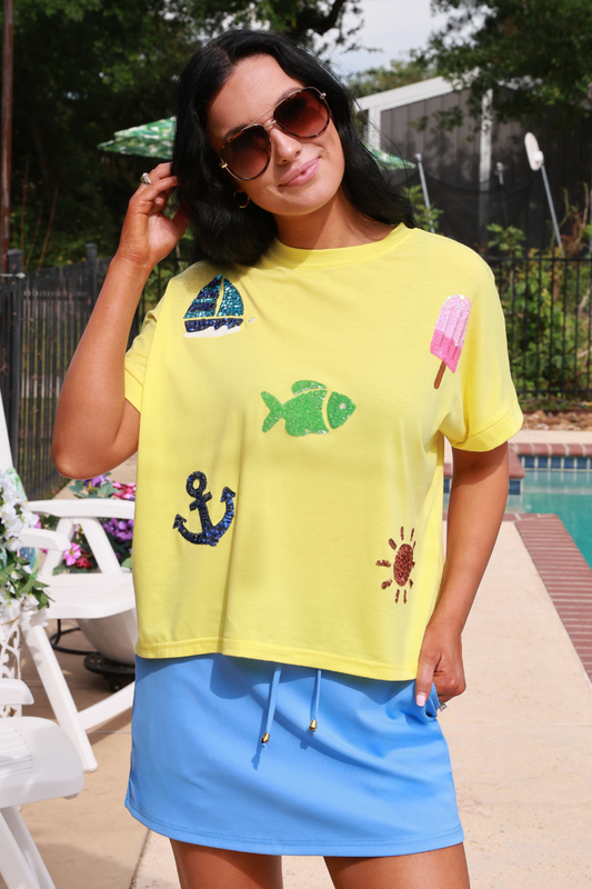 Set Sail Sequin Patch Top