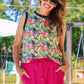 Heatwave Ribbed Tank- Tropic Pop