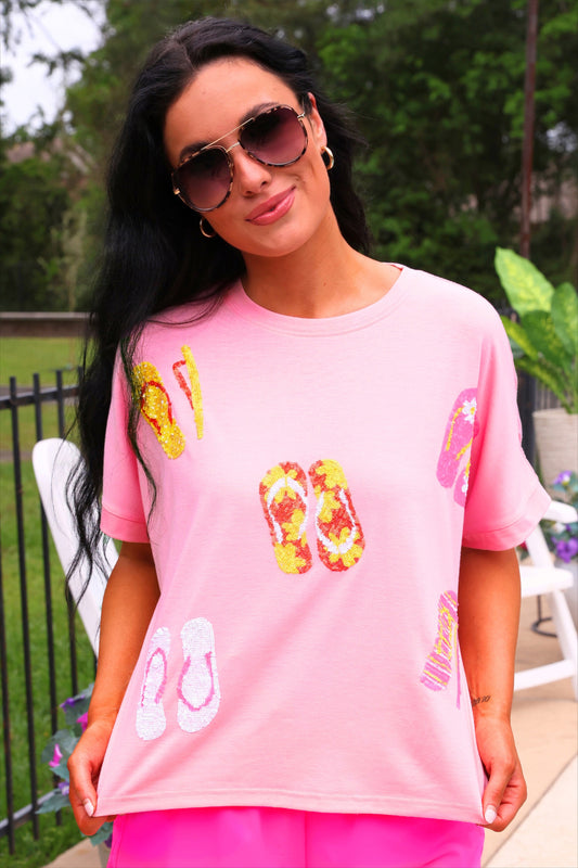 Flip Flop Fun Sequin Patch Top