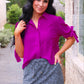 PREORDER- Lainey Tie Sleeve Top- Fuschia