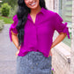 PREORDER- Lainey Tie Sleeve Top- Fuschia