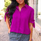 PREORDER- Lainey Tie Sleeve Top- Fuschia