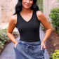 Haven V-Neck Bodysuit- Black